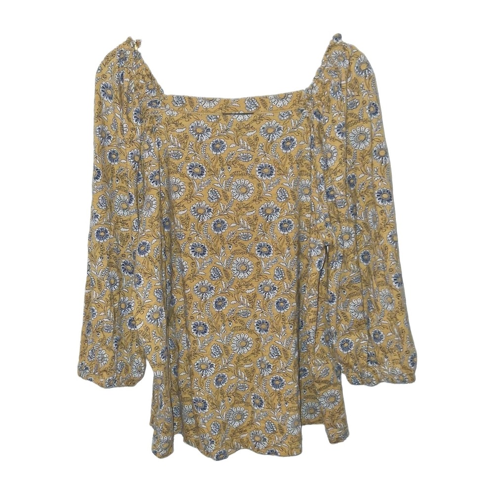 Style & Co Womens Yellow Floral Top Size XL